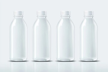 Blank white glass beer bottle mockup, different perspectives