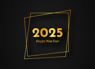 2025 Happy New Year gold geometric polygonal background