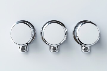 Various views of the blank round silver cufflinks toggle mockup