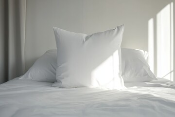 Mockup of a white rectangular pillow with a blank back