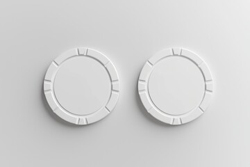 Fototapeta premium Round white plastic mockup pair, side view