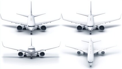 Airplane mockup in white, all angles rotated