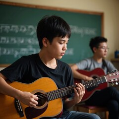 Learning Guitar at School