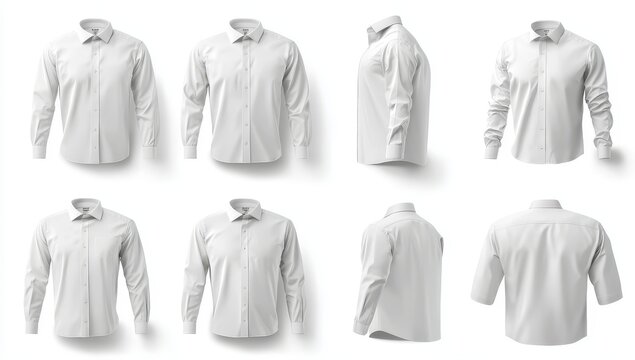 Classic white shirt mockup with all angles rotated