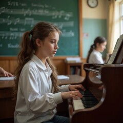 Young Pianist at School