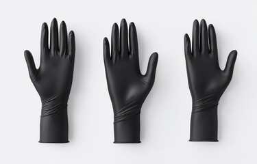 Obraz premium Black rubber gloves palm mockup, different views