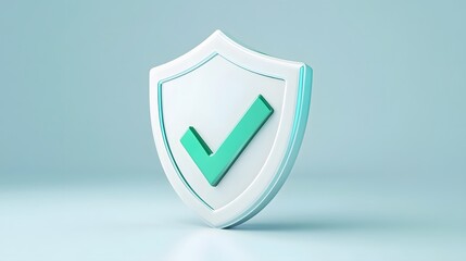 cartoon 3d Icon safety shield green check mark perspective . white symbol security safety icon....