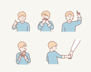 adult, avatar, boy, cartoon, character, child, comic, cute, design, doodle, emotion, emotional, expression, face, female, flat, fun, gesture, hand, happy, illustration, isolated, little, people, perso © autumnn