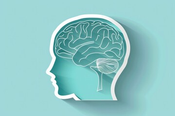 Obraz premium Abstract illustration of a human brain in profile view on a light blue background Concept of thought and intelligence represented visually