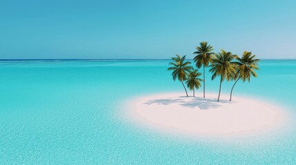 Fototapeta premium Exotic Paradise - Tropical Island with Gemstone Sand Beaches | 8K High Detail with Copy Space for Text