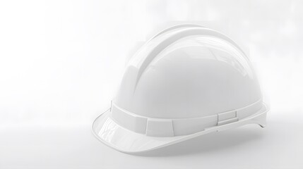 Fototapeta premium Isolated white construction helmet in a mockup style, front-facing and centered against a clean white background. Ideal for projects focused on safety, construction, and industrial design