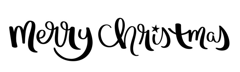 Obraz premium MERRY CHRISTMAS black vector brush calligraphy banner