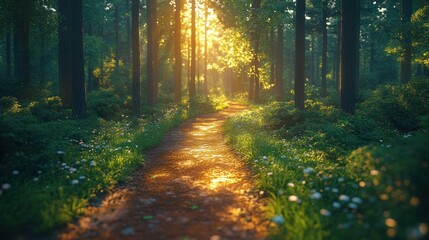 Obraz premium Sunlit Forest Path
