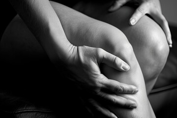 knee pain, focusing on joint inflammation with a highlighted area around the knee joint