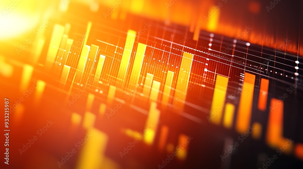 Poster abstract orange and yellow digital data visualization