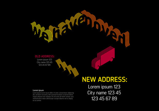 We have relocated - simple black we have moved poster flyer illustration with new address