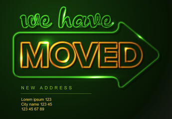 We are moving minimalistic neon green flyer template with big arrow