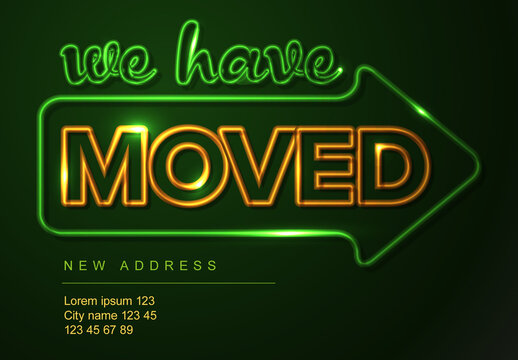 We are moving minimalistic neon green flyer template with big arrow