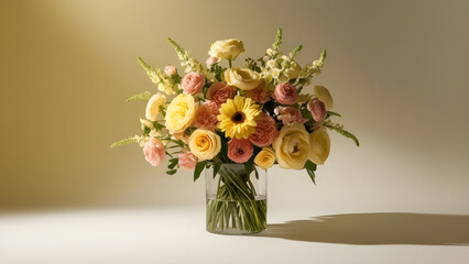 beautiful bouqet yellow flower with blank background