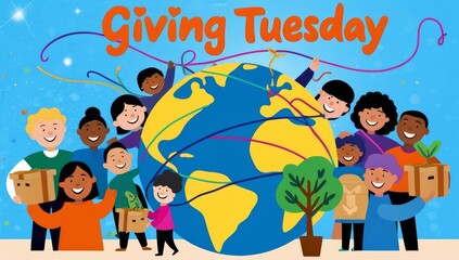 Fototapeta premium A vibrant and colorful illustration depicting giving tuesday