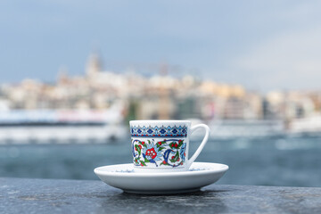 Istanbul Classics Ferry and Turkish Coffee Photo in Front of Galata Tower, Eminönü, Istanbul Türkiye (Turkey)