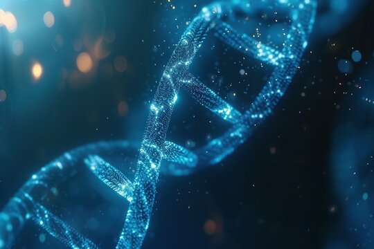 Illustration of genetic DNA strand on dark background