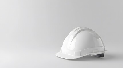 Fototapeta premium Isolated white construction helmet in a mockup style, front-facing and centered against a clean white background. Ideal for projects focused on safety, construction, and industrial design