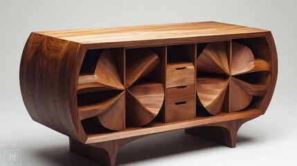 Modern Wooden Cabinet with Intricate Design