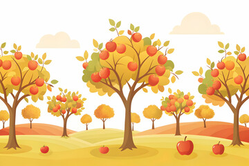 Simple flat vector illustration as Autumn park with colorful foliage concept as A vibrant autumn park with colorful foliage under a clear sky providing a festive and clean background for business pres