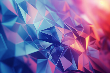Vibrant Low Poly Abstract Geometric Background with Shades of Blue and Pink