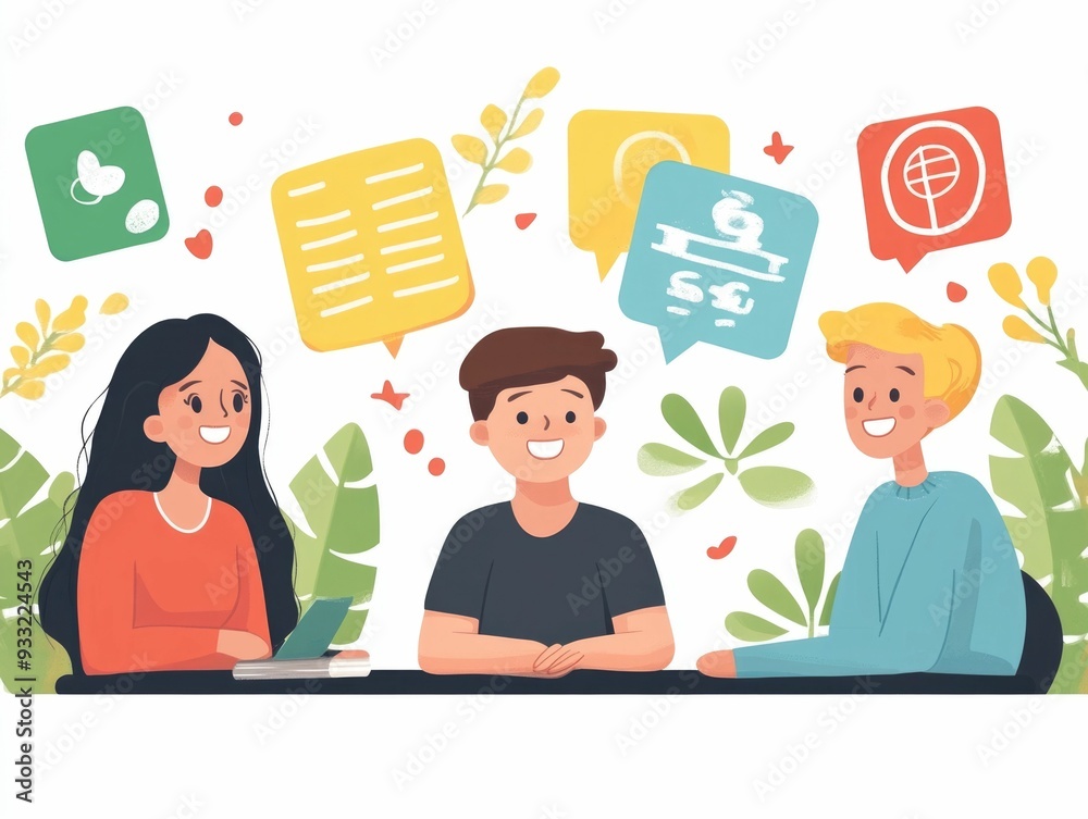 Poster engaging in a language exchange program to enrich cultural communication and linguistic skills throu