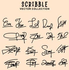 Set of hand drawn ink pen scribbles