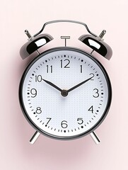 A clock and a date marked on a planner, overhead view, pastel background, more clarity with clear light and sharp focus, high detailed
