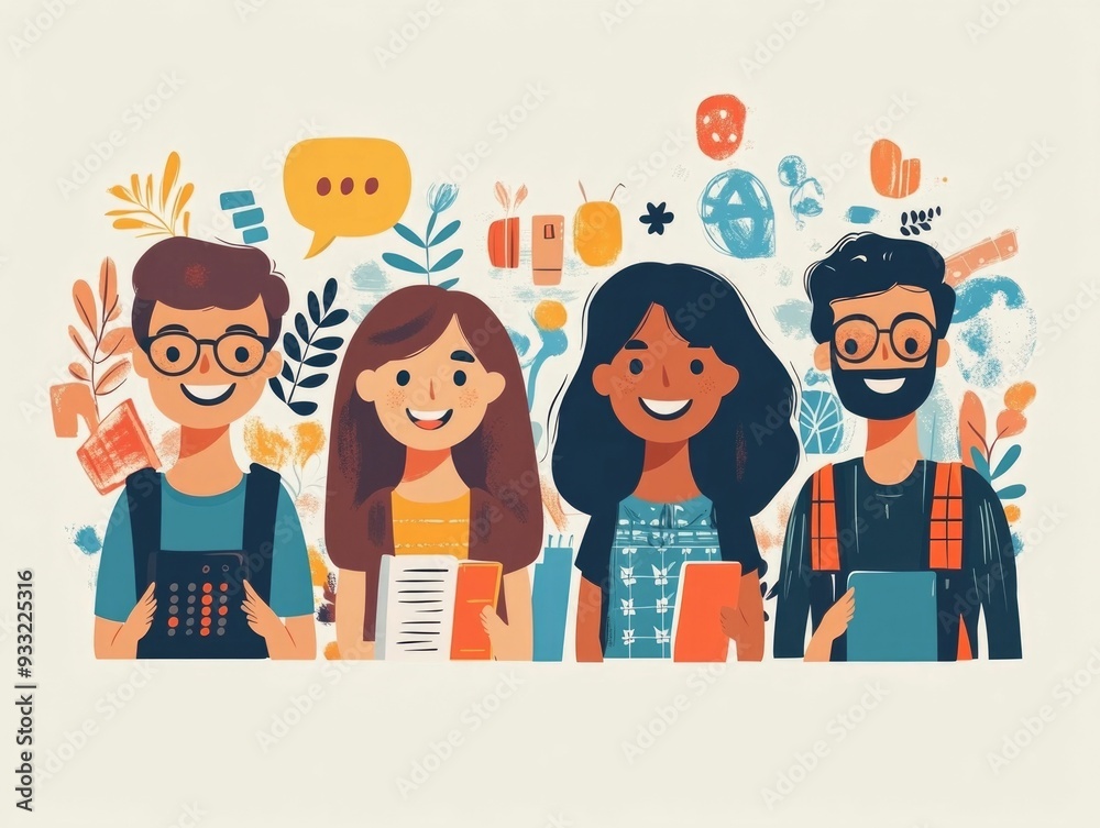 Poster attending a culturally immersive language learning program with flat design the world through langua