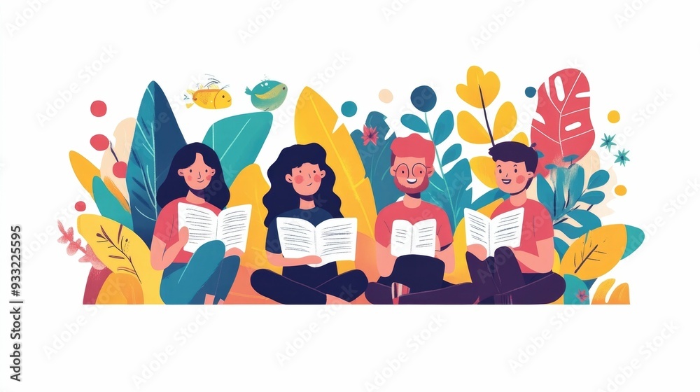 Poster flat design of language learning concept with practice using flashcards for education study and skil