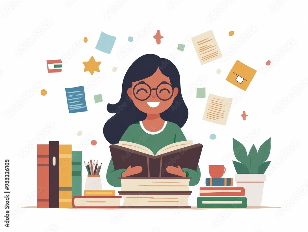 Poster flat design depicting the concept of language learning and studying for language exams the image sho