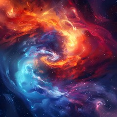 Vibrant Digital Cosmic Explosion Abstract Galaxy Background