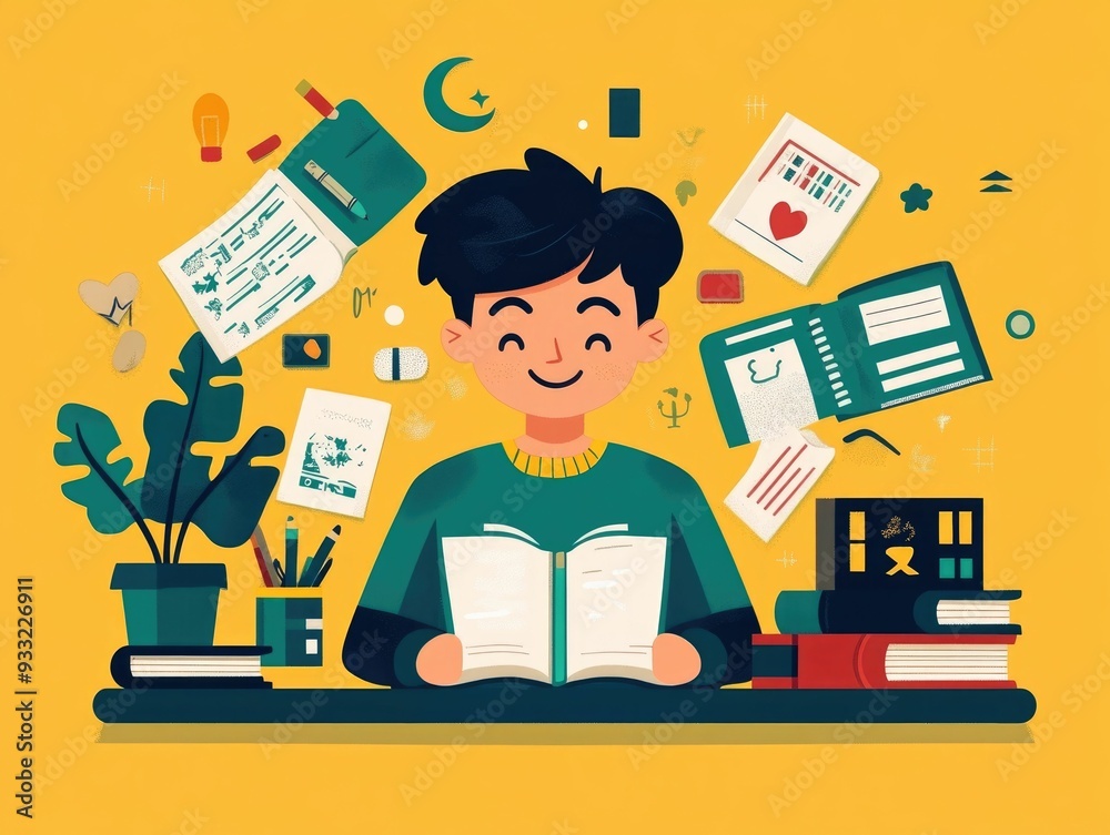 Poster mastering language skills preparing for success in exams and beyond with flat design explore educati