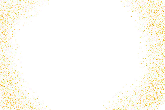 Gold glitter dust particles on transparent background. Festive explosion of confetti dots with a golden dots and gold glitter background. abstract shiny golden confetti on white PNG