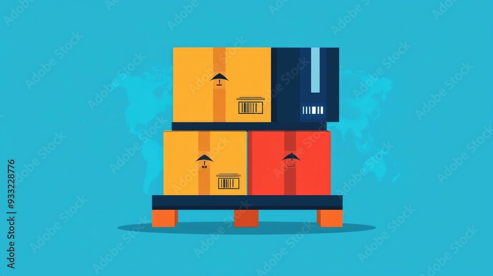Poster efficient supply chain management tracking shipments with flat design depicting logistics processes 