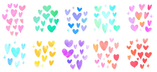 水彩　手書き　いっぱいハート