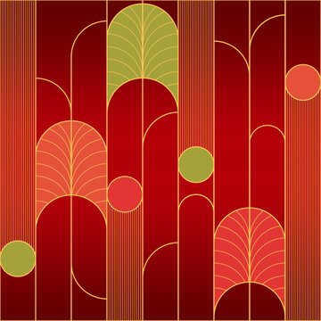 Affiche style art d&eacute;co g&eacute;om&eacute;trique. Motifs et formes cool et tendance. Dans le style des ann&eacute;es 1920 - 1930