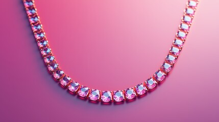 Obraz premium Futuristic Holographic Diamond Necklace with Glowing Gems in High Detail Setting - Elegant Jewelry Display with Copy Space for Text, 8K Resolution