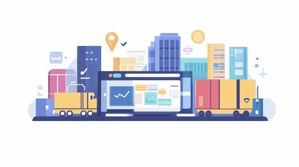 Streamline your supply chain with this modern flat design showcasing real time shipment updates and efficient logistics management