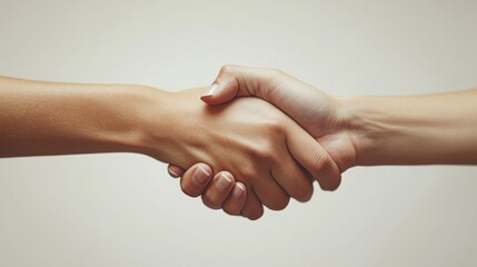 Two individuals exchanging a handshake, symbolizing agreement and mutual respect in a professional setting.