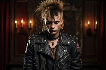 Fototapeta premium Brutal metal music lover rocker band member diversity age, cool punk style, Generative AI photo