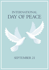 international day of peace minimalistic flat fyer design with white doves