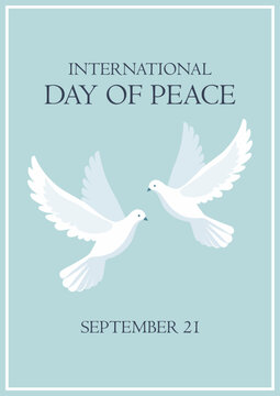 international day of peace minimalistic flat fyer design with white doves