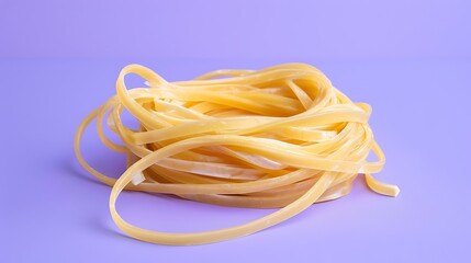 Delicious tube noodles a speciality of elegantly placed against a violet backdrop