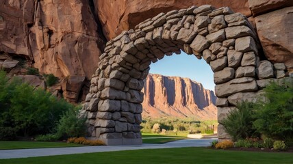 Naklejka premium Cutout of majestic artificial rock archway
